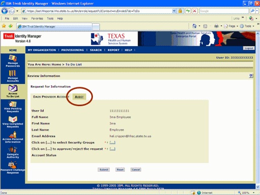 Screenshot of Request for Information page